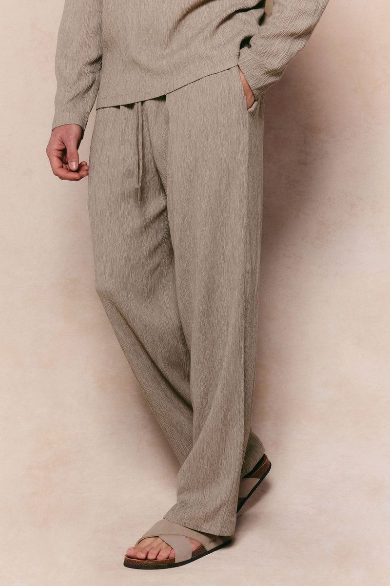 Arty Crinkled Elasticated Waistband Trouser - Mushroom