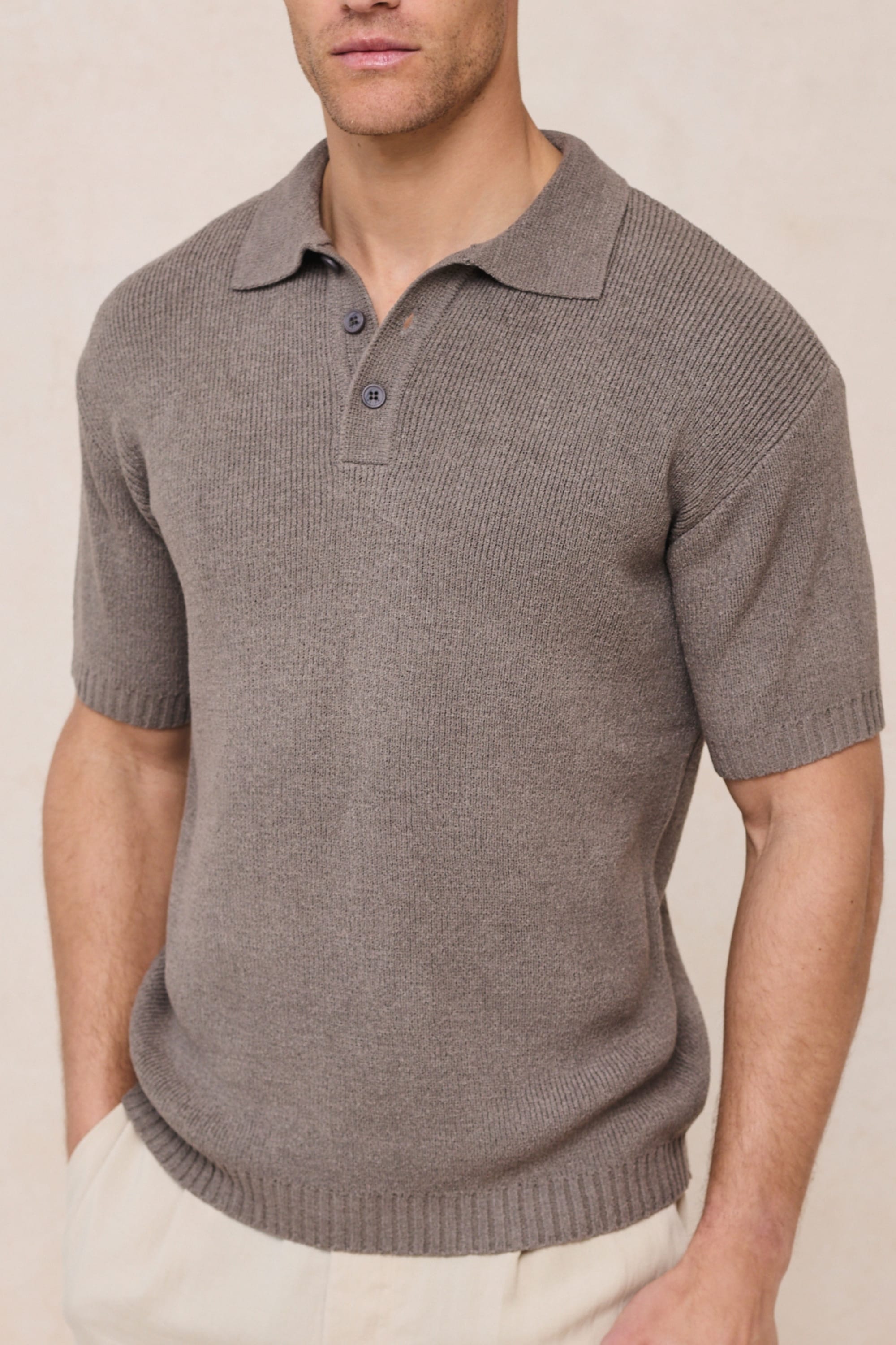 Sorelle Short Sleeve Rib Knit Polo - Dark Sage