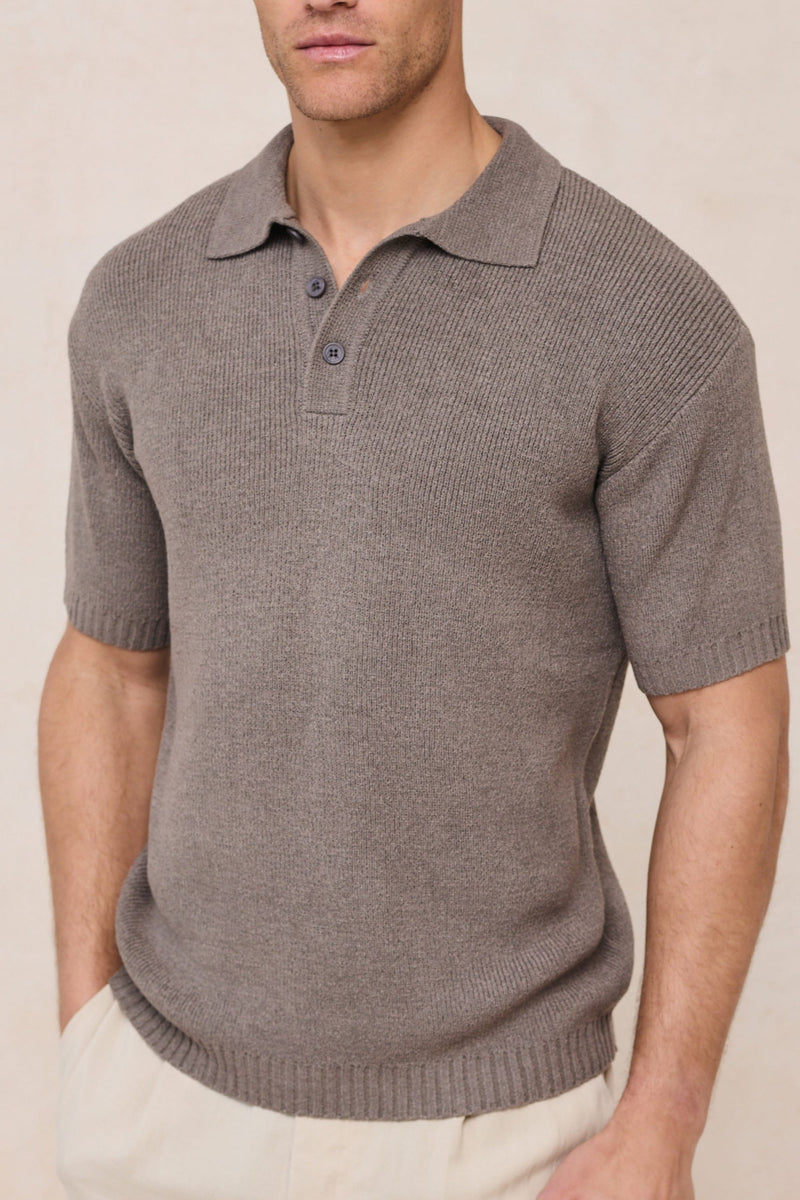 Sorelle Short Sleeve Rib Knit Polo - Dark Sage