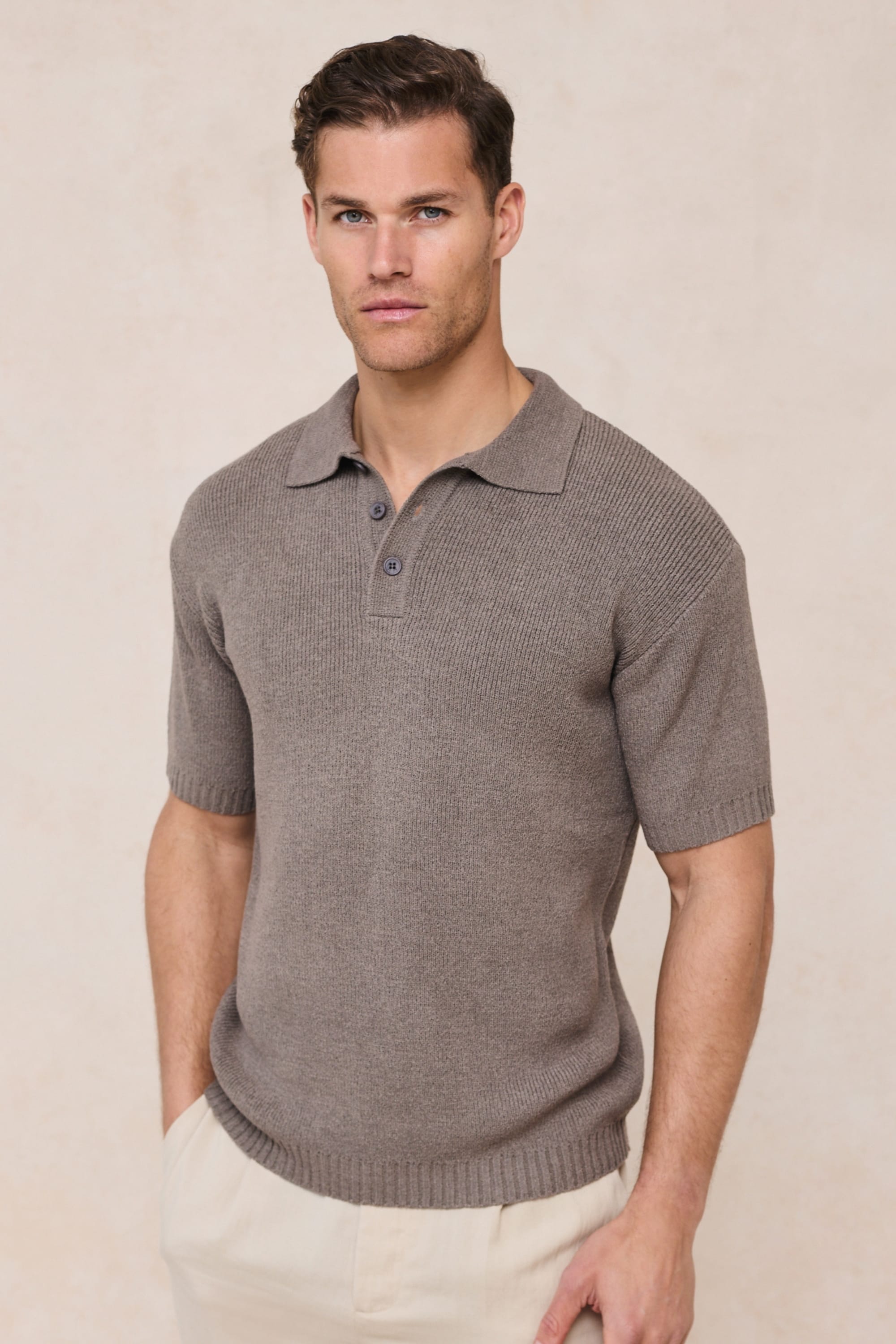 Sorelle Short Sleeve Rib Knit Polo - Dark Sage
