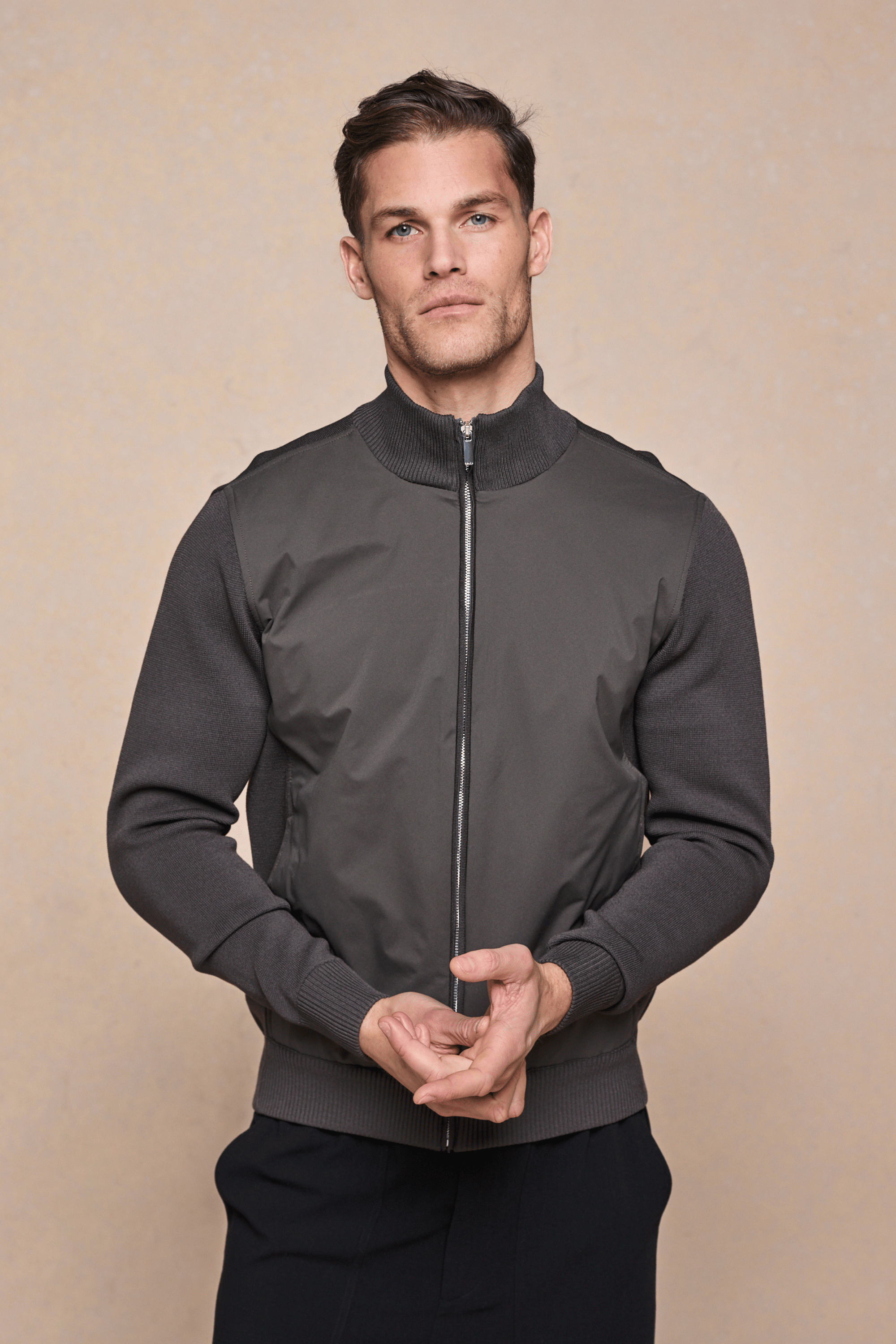 Paco Hybrid Knitted Jacket - Dark Olive