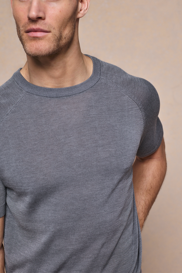 Riera Knit Crew Neck T-Shirt - Grey Marl