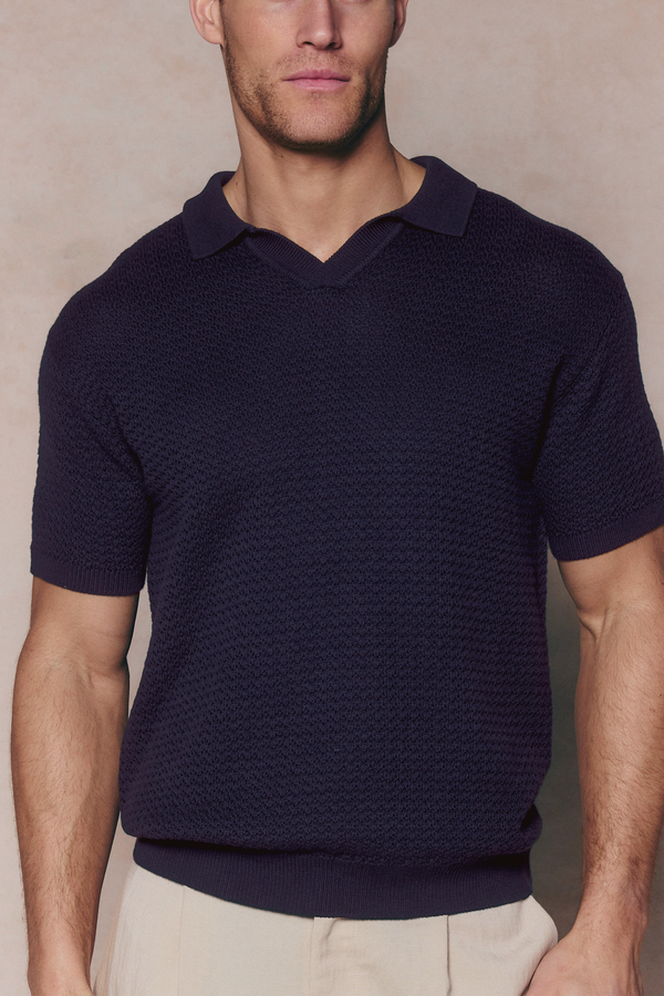 Rapha Cotton Knit Polo - Navy