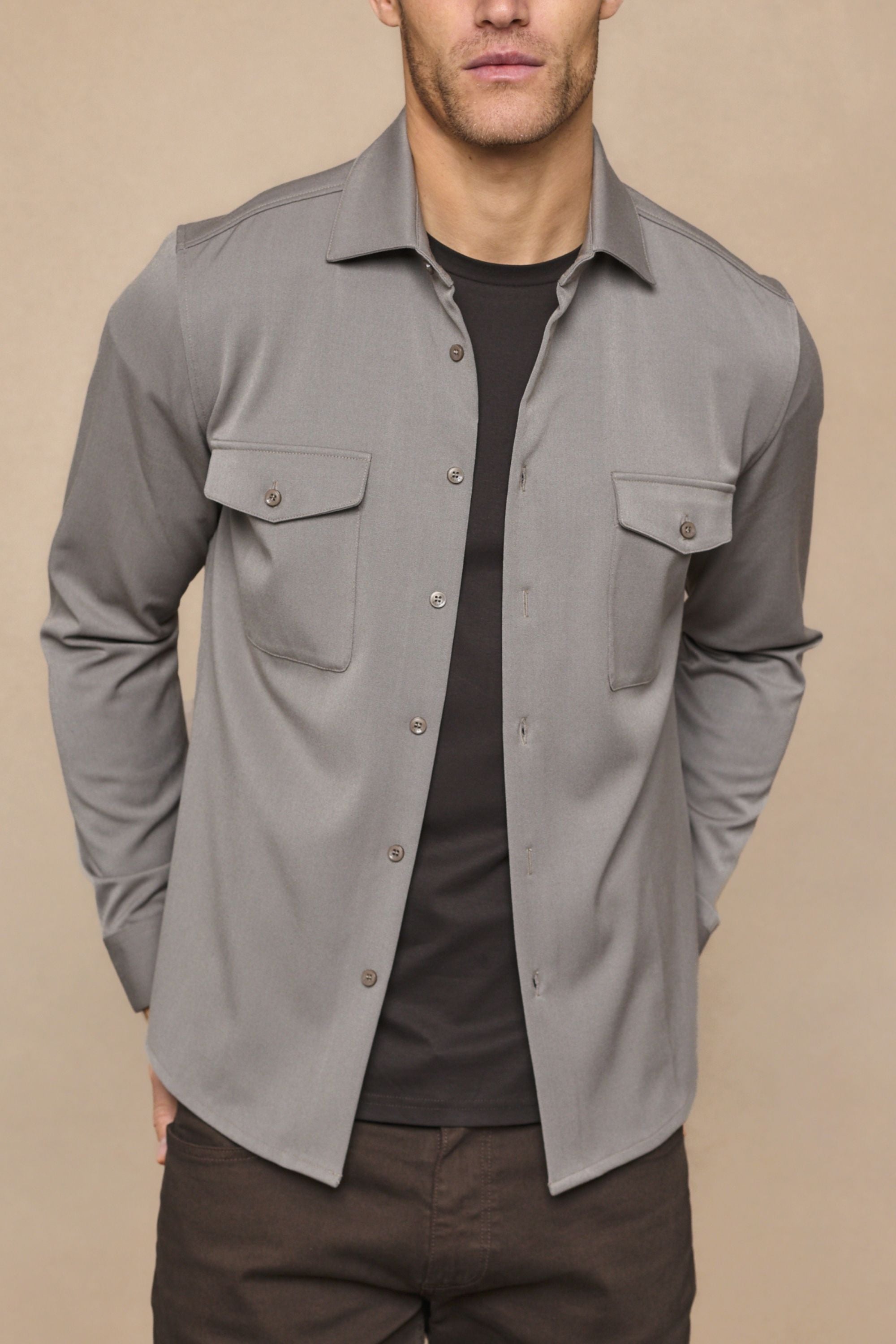 Leo Overshirt - Warm Grey