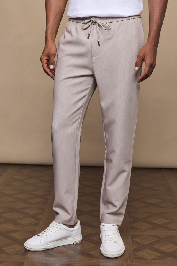 Emilio Everyday Tapered Trouser - Oatmeal Marl