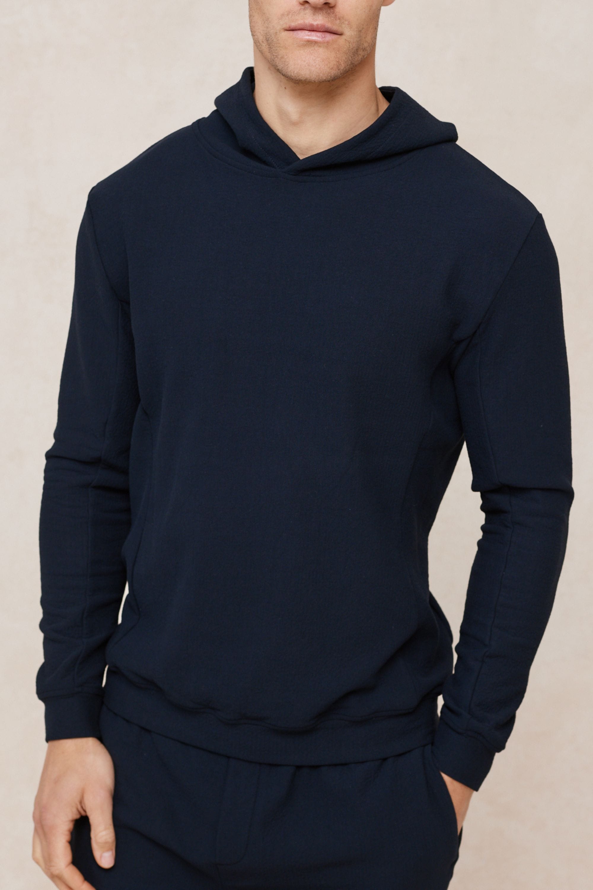 Zarco Crinkled Jersey Hoodie - Navy