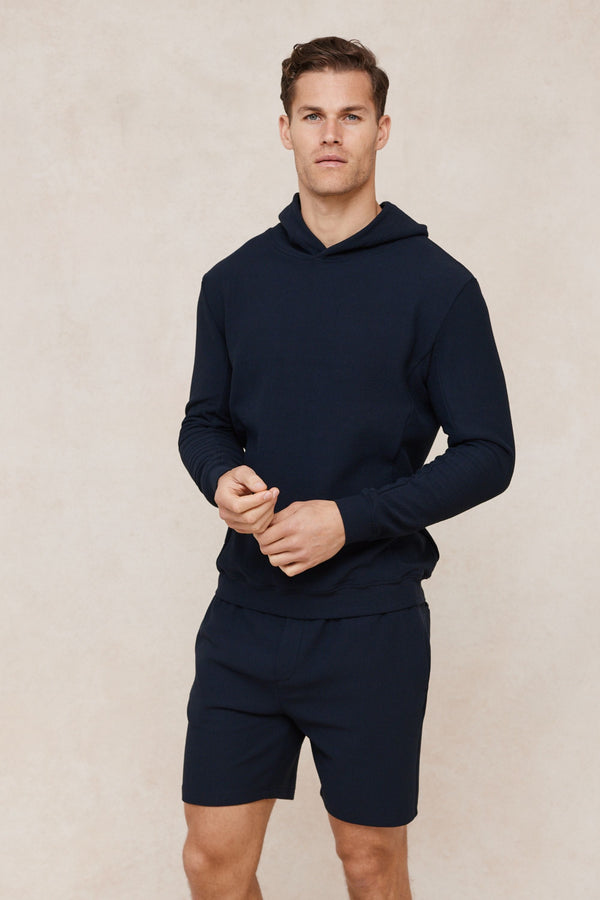 Zarco Crinkled Jersey Hoodie - Navy