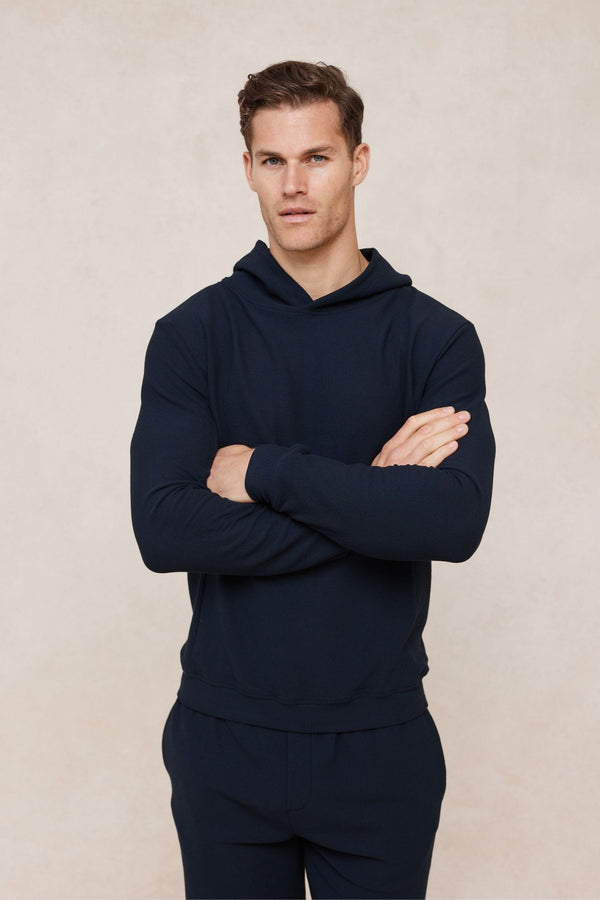 Zarco Crinkled Jersey Hoodie - Navy