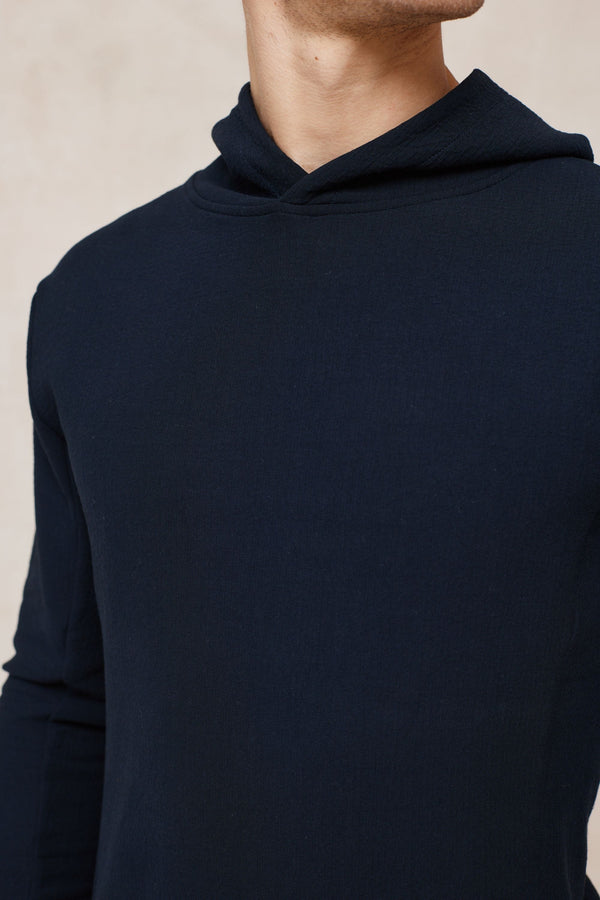 Zarco Crinkled Jersey Hoodie - Navy
