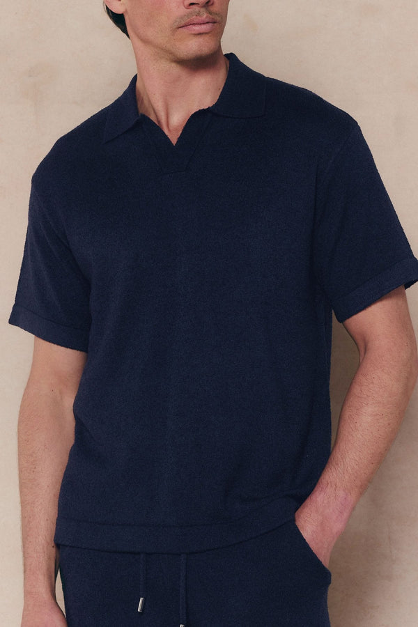 Miguel Boucle Polo Shirt - Navy