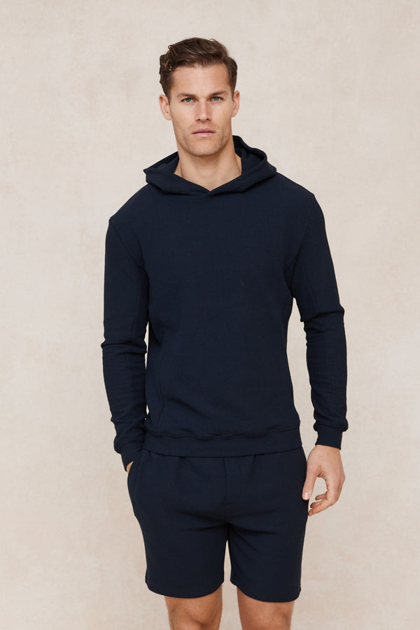 Zarco Crinkled Jersey Hoodie - Navy