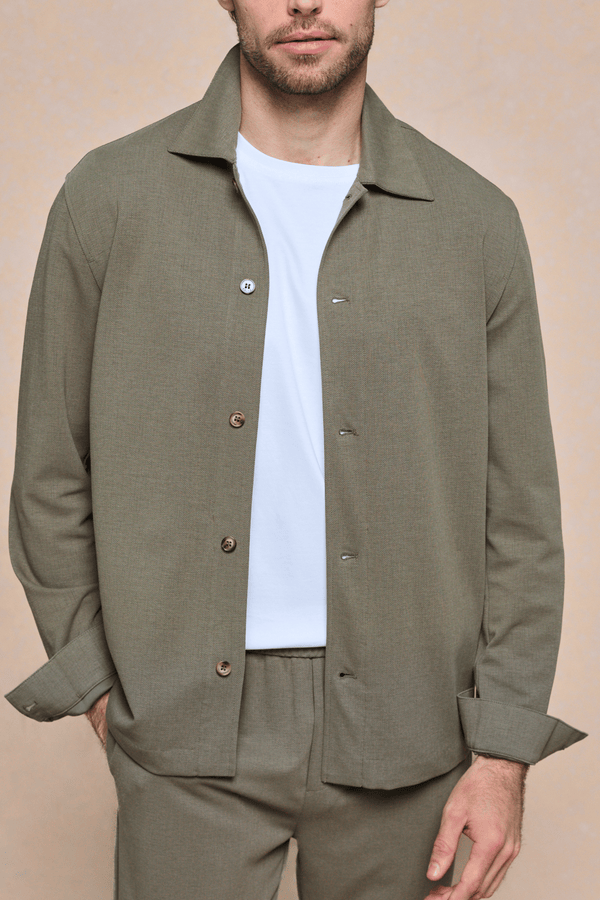 Geneva Textured Overshirt - Khaki