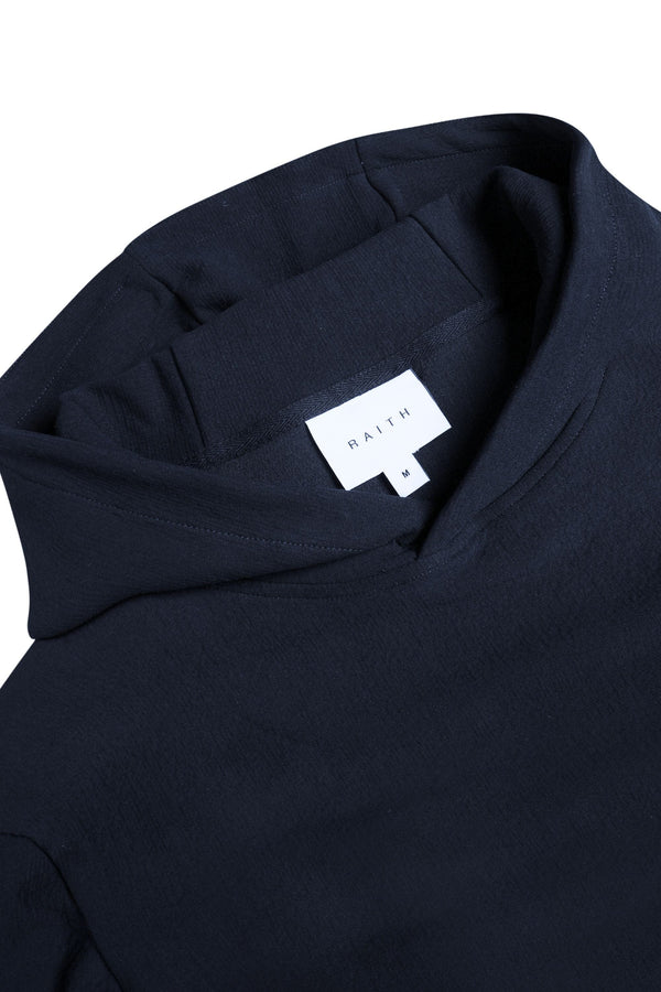 Zarco Crinkled Jersey Hoodie - Navy