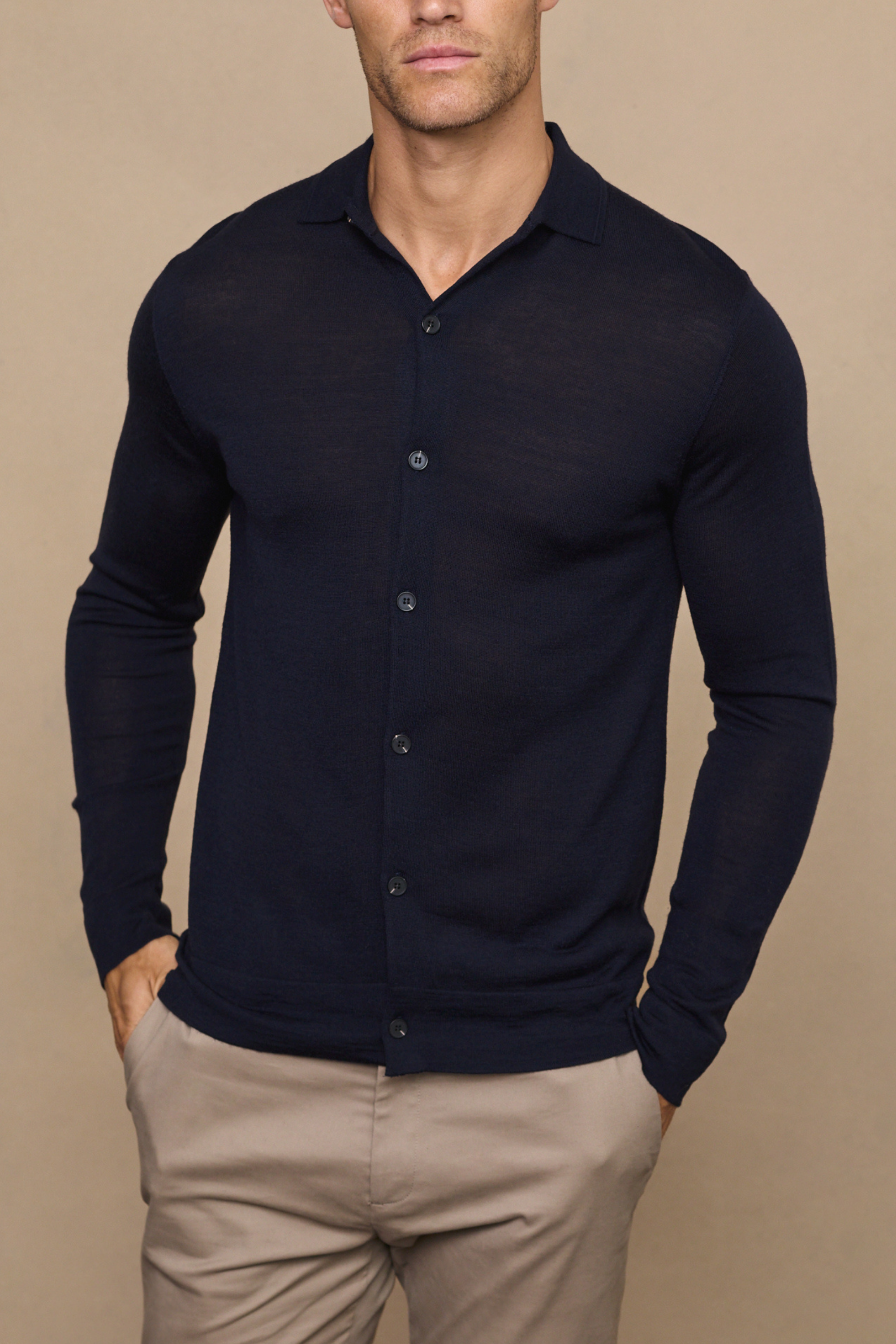 Edgar Fine Knit Shirt - Navy