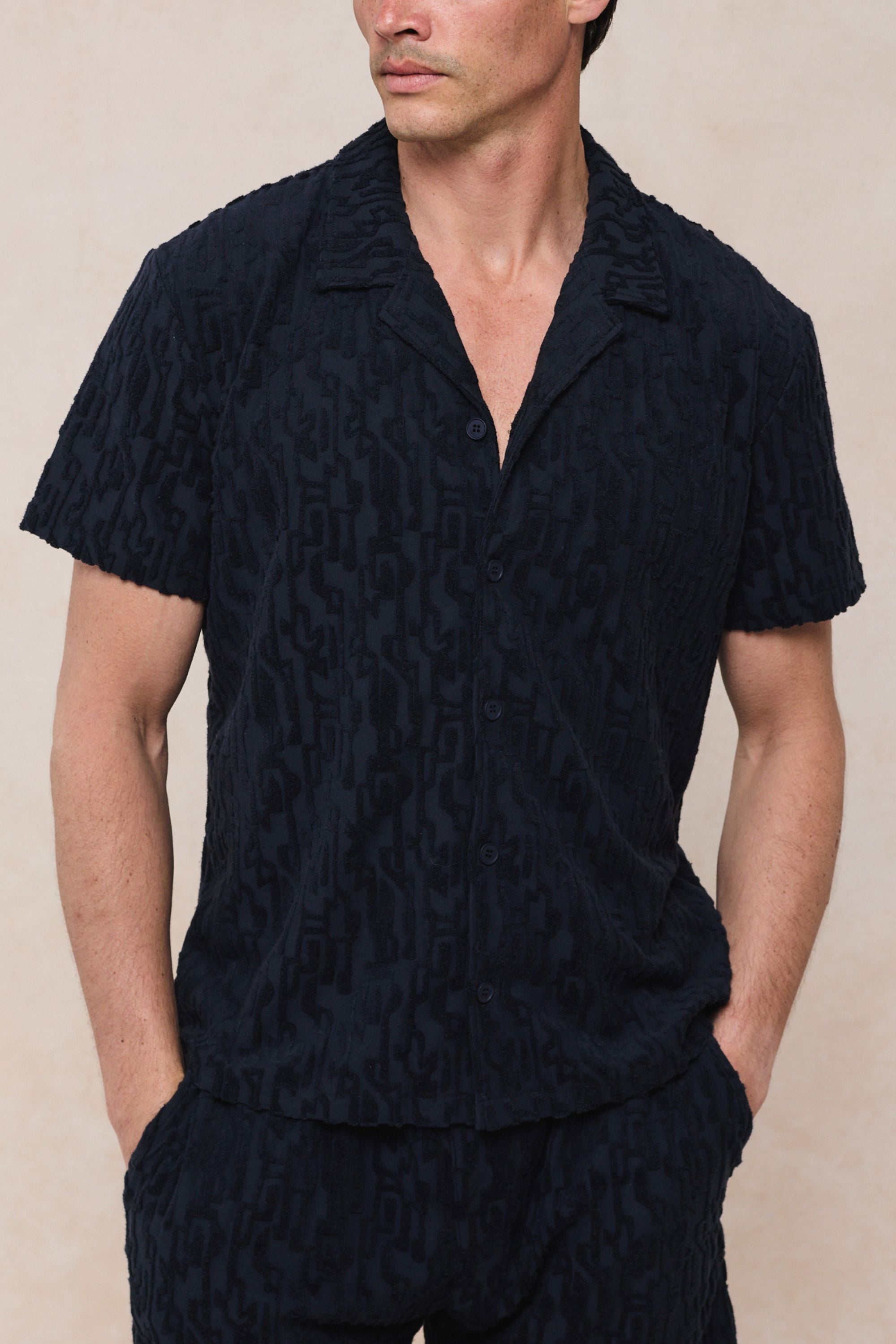 Fausto Flocked Top - Navy