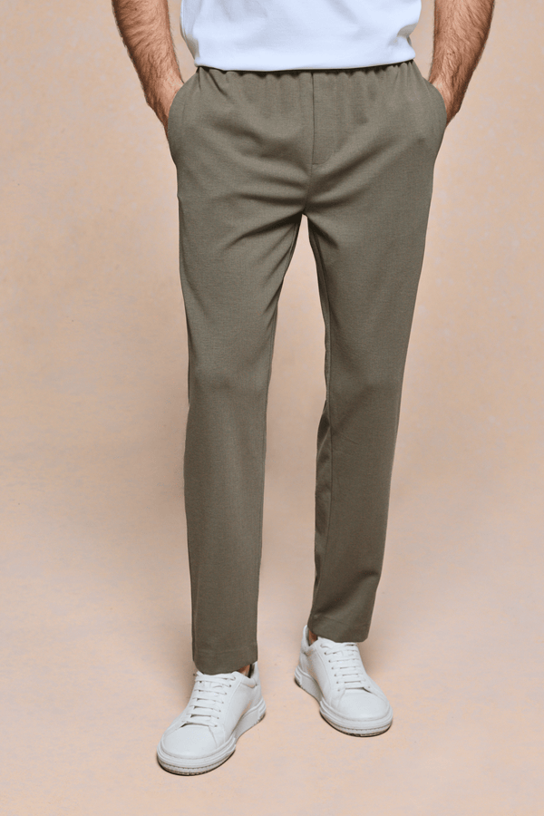Geneva Textured Tapered Trouser - Khaki