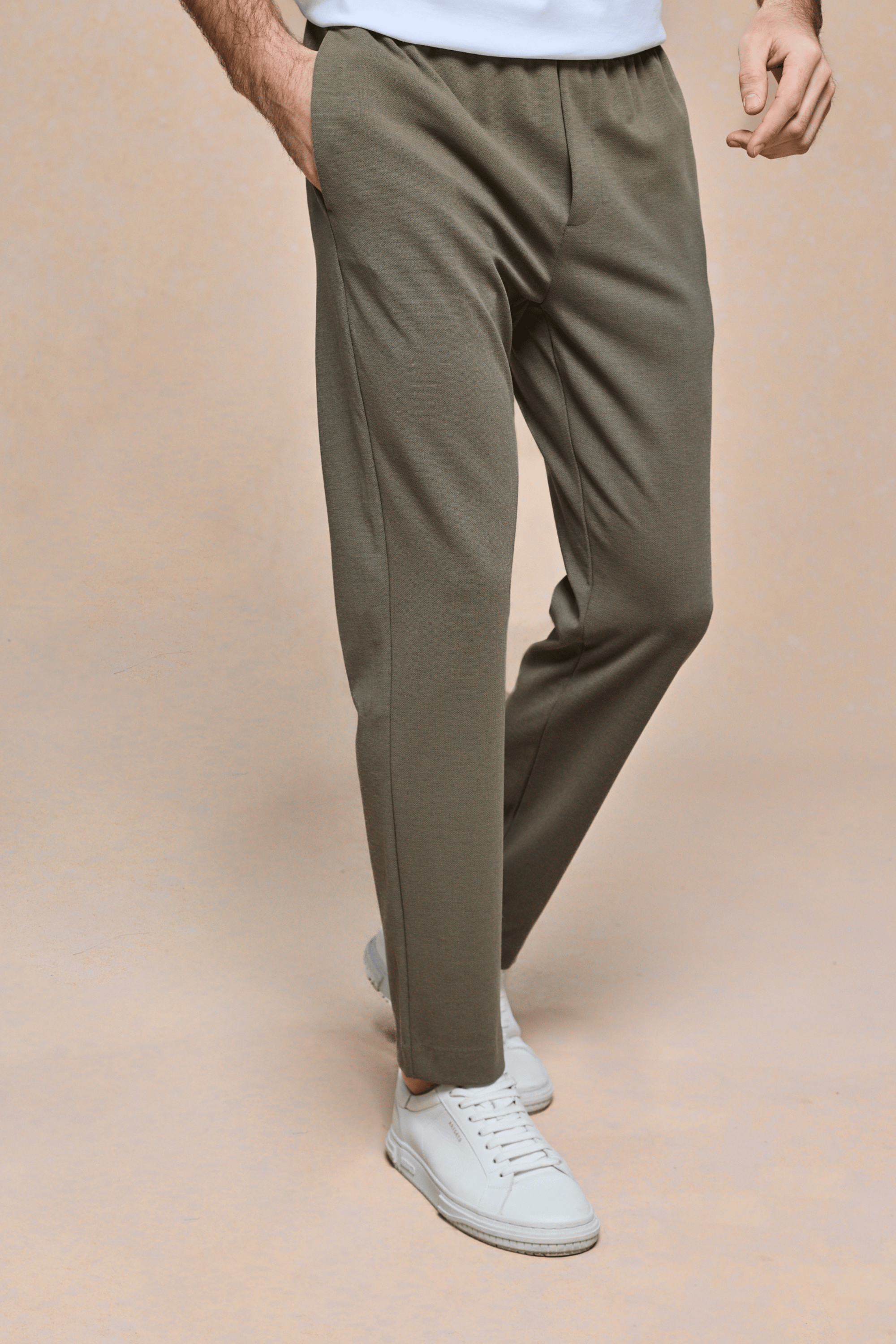 Geneva Textured Tapered Trouser - Khaki