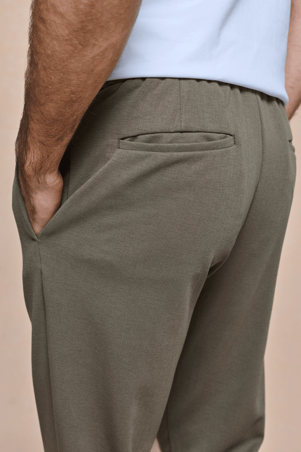 Geneva Textured Tapered Trouser - Khaki