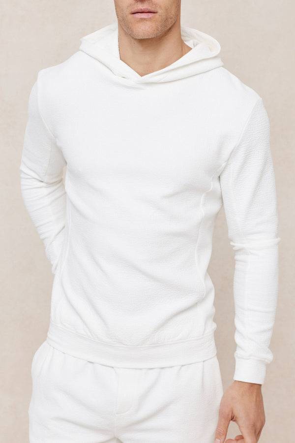 Zarco Crinkled Jersey Hoodie - Ivory