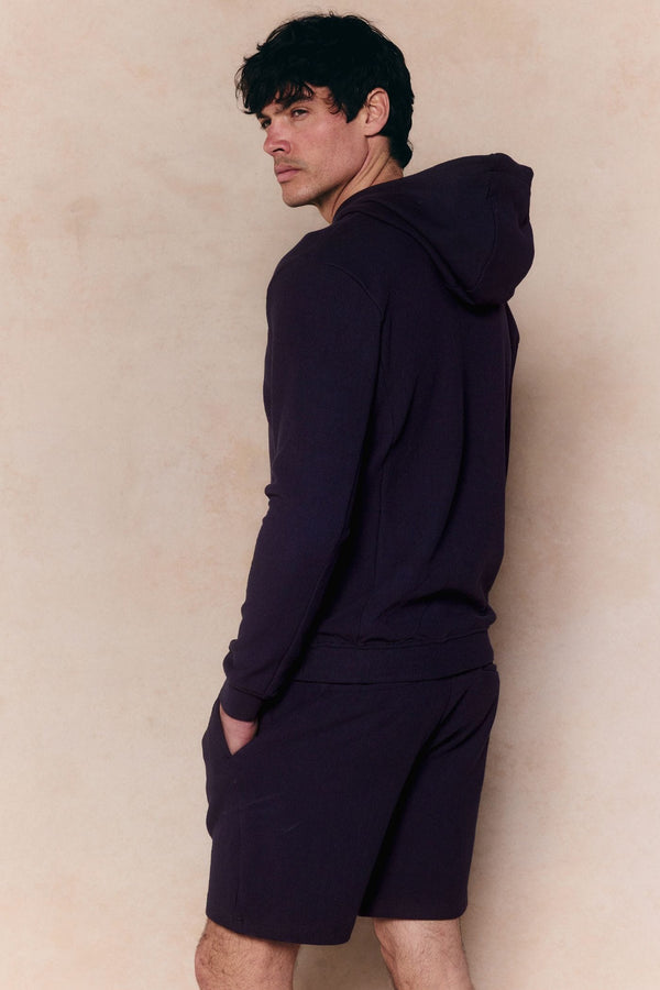 Zarco Crinkled Jersey Hoodie - Navy