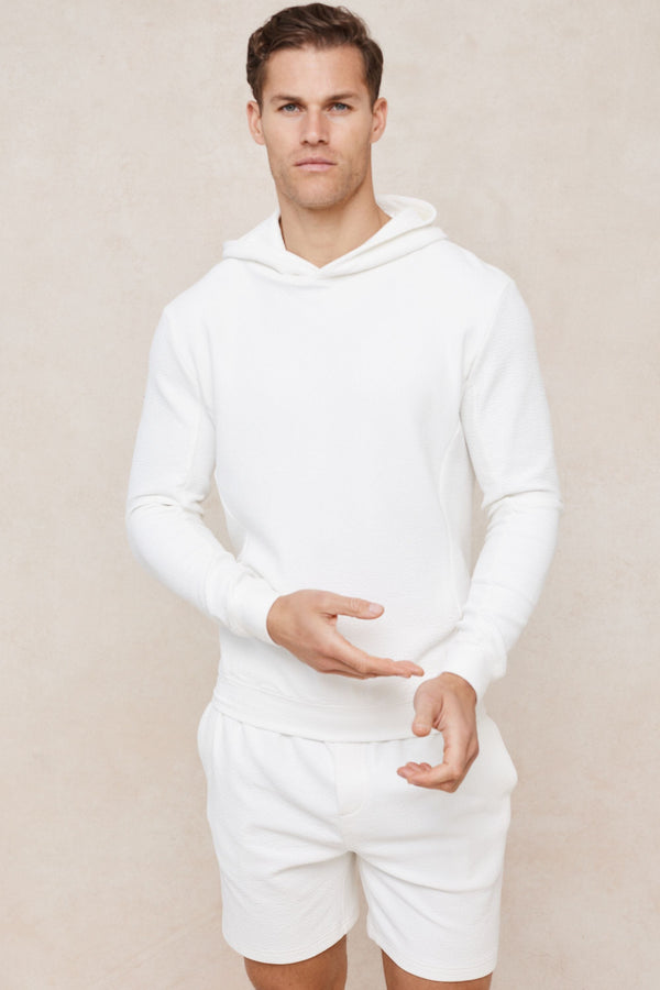 Zarco Crinkled Jersey Hoodie - Ivory
