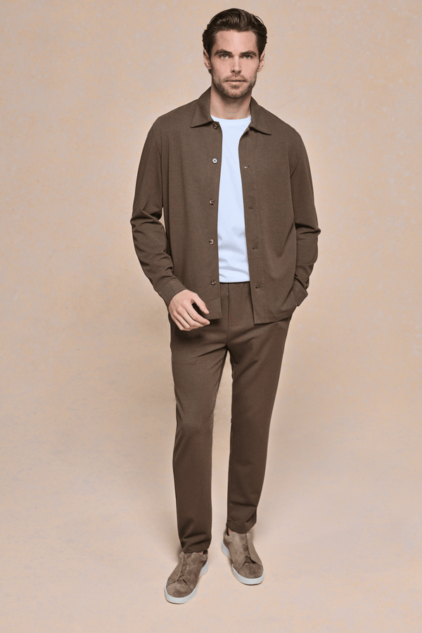 Geneva Textured Overshirt - Brown