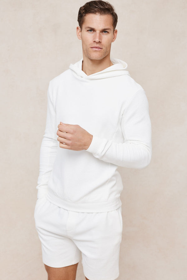 Zarco Crinkled Jersey Hoodie - Ivory