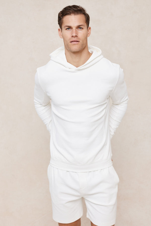 Zarco Crinkled Jersey Hoodie - Ivory