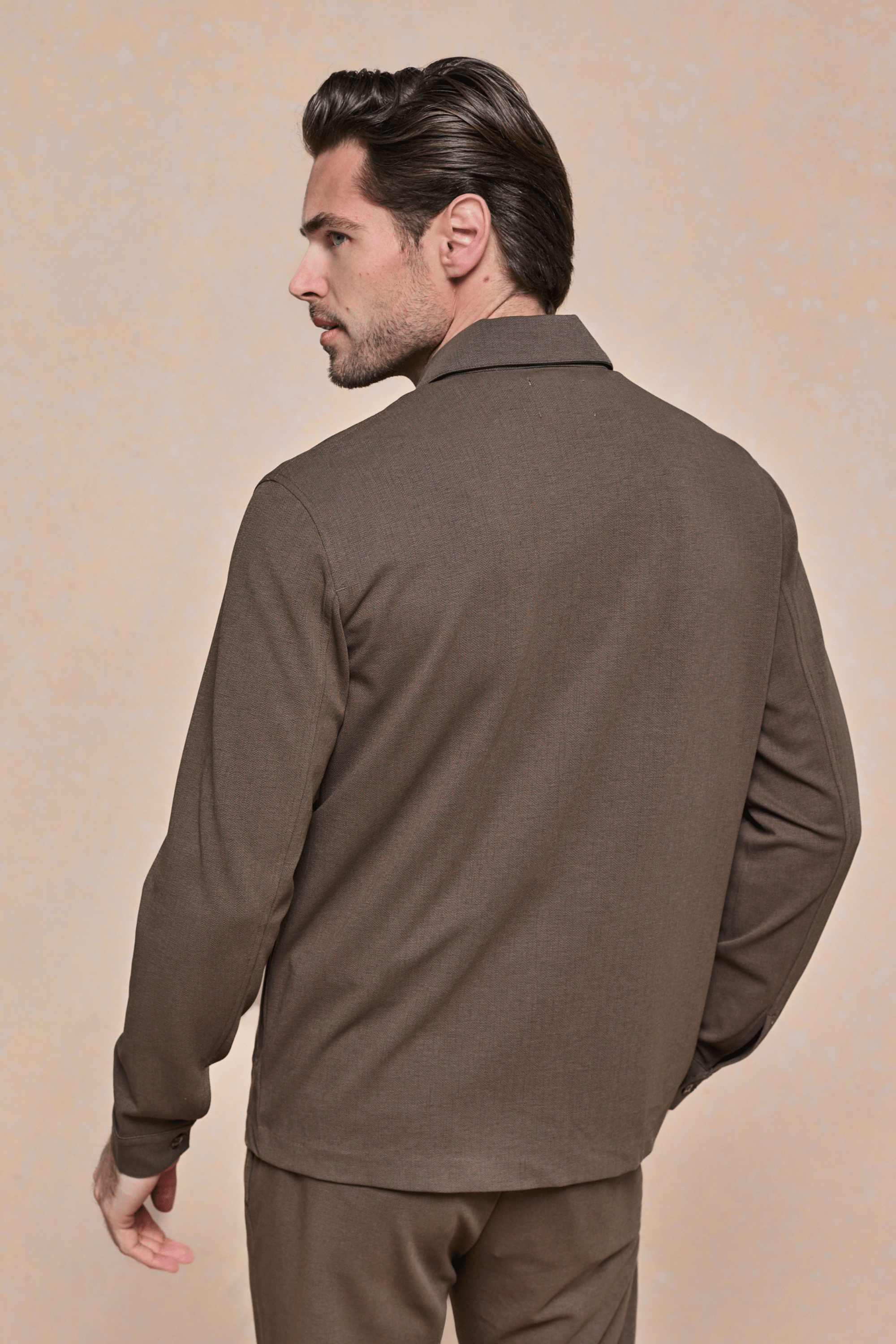 Geneva Textured Overshirt - Brown