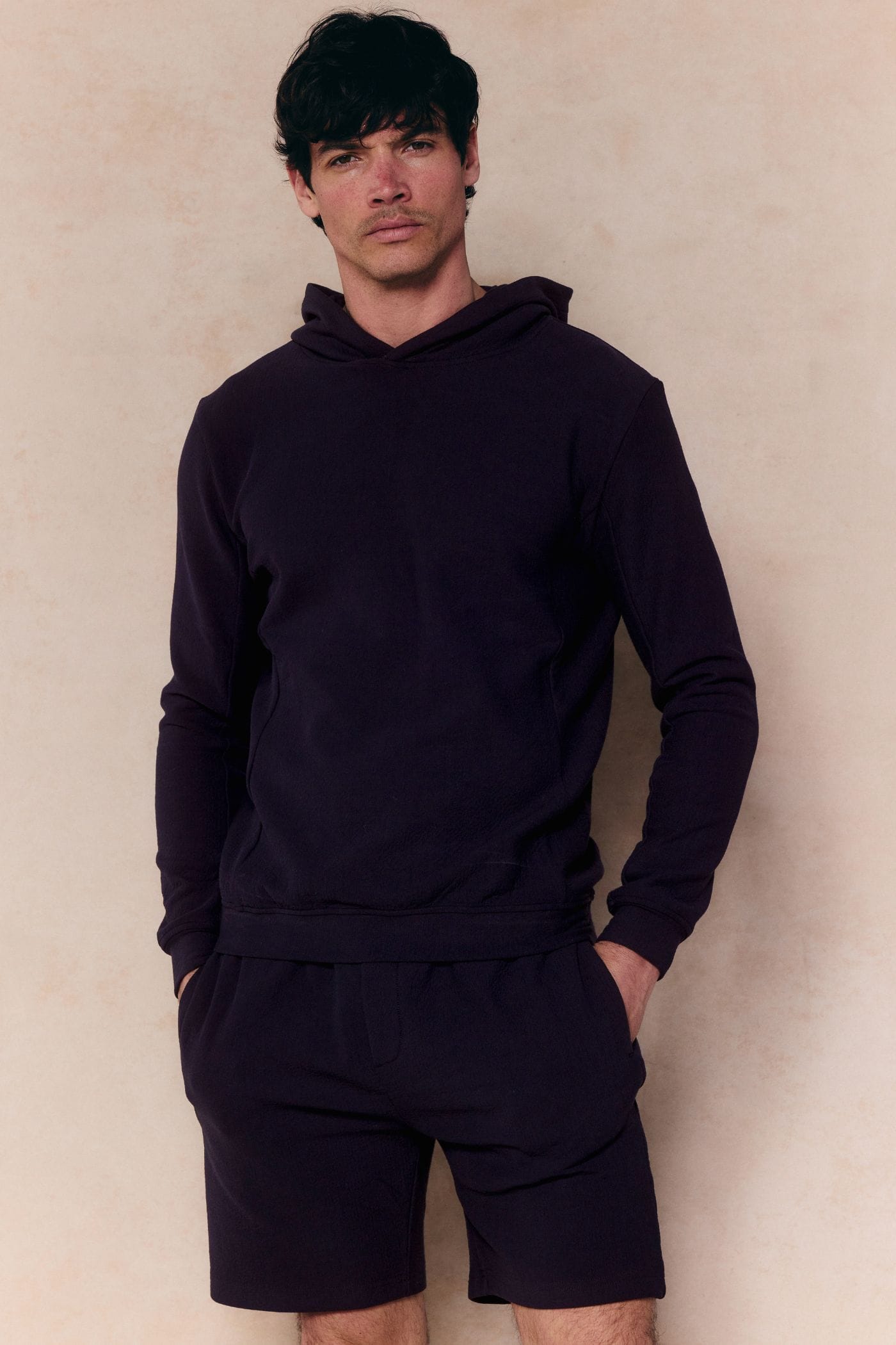 Zarco Crinkled Jersey Hoodie - Navy