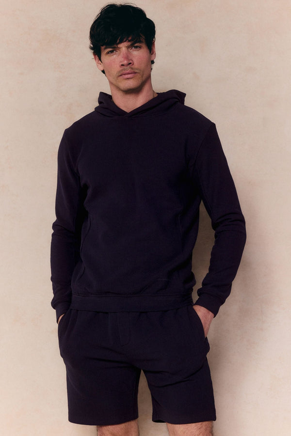 Zarco Crinkled Jersey Hoodie - Navy