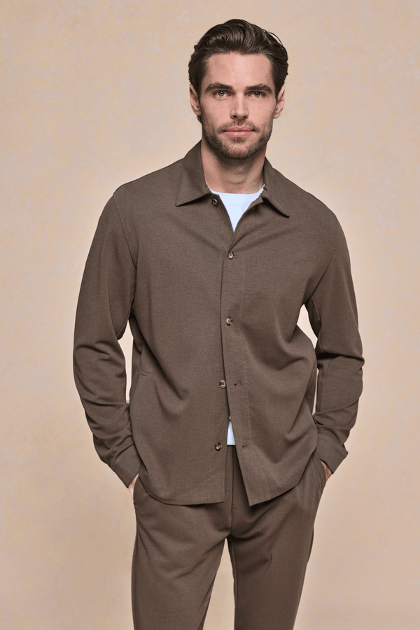 Geneva Textured Overshirt - Brown