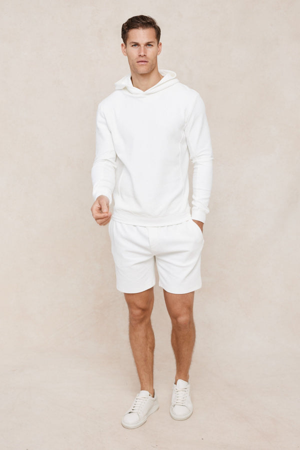 Zarco Crinkled Jersey Hoodie - Ivory