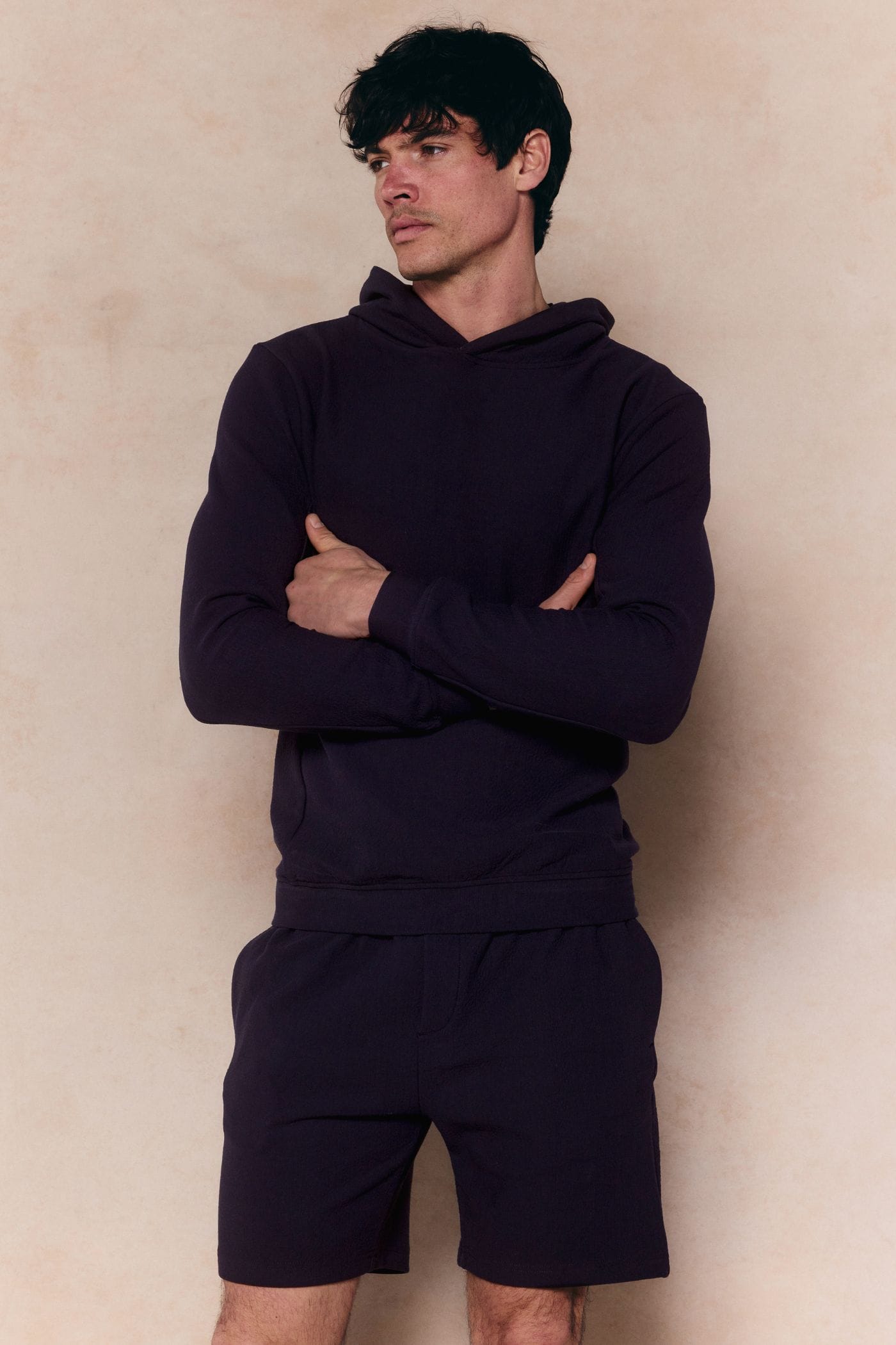 Zarco Crinkled Jersey Hoodie - Navy