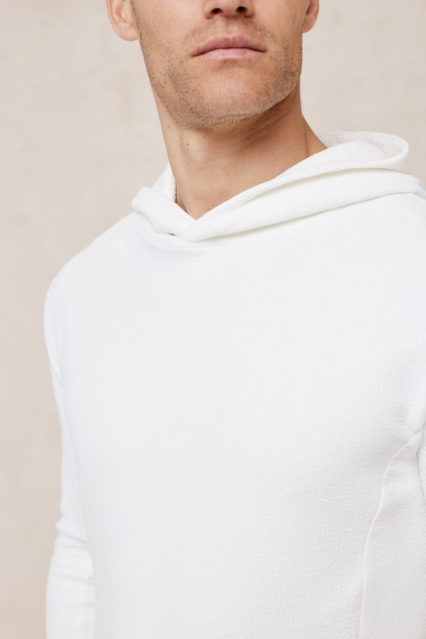 Zarco Crinkled Jersey Hoodie - Ivory