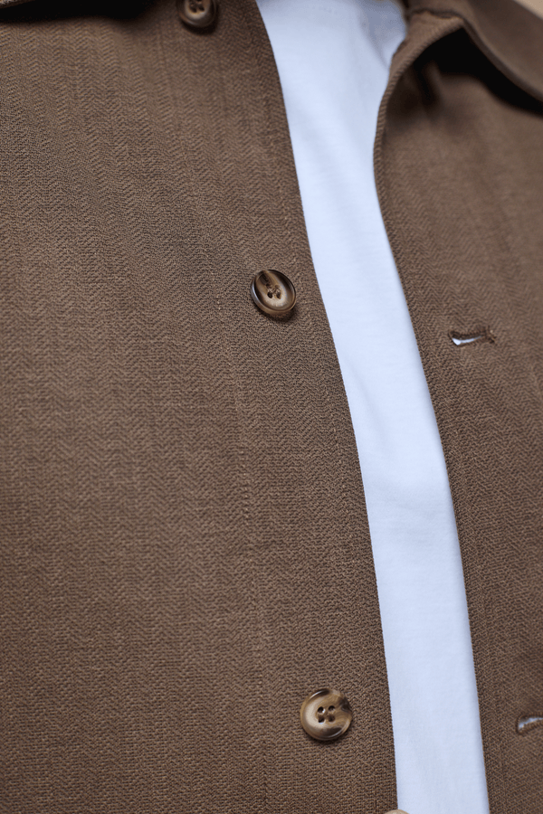 Geneva Textured Overshirt - Brown