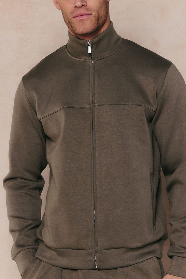 Luxe Zip Through Jacket - Burnt Olive