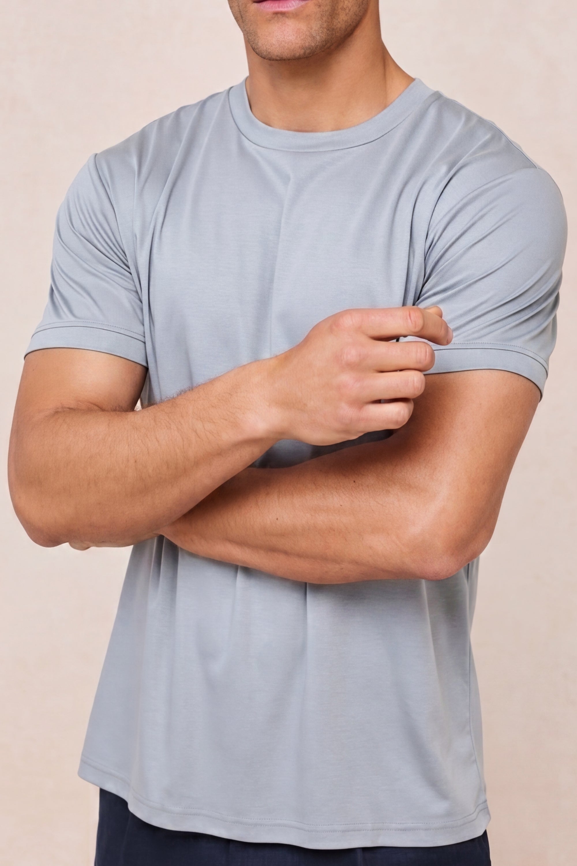 Luxe Mercerised T-Shirt - Light Pewter Blue
