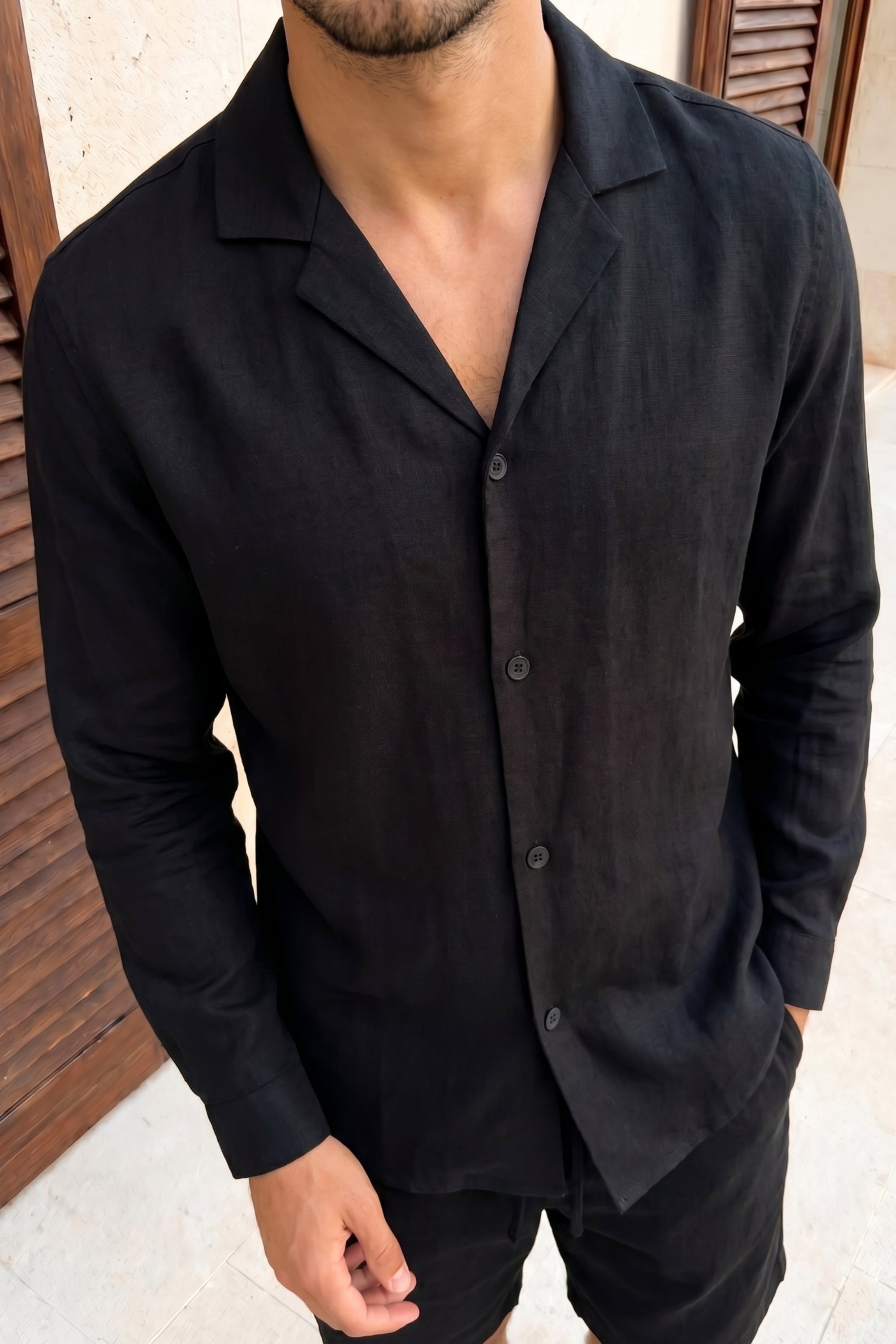 Cami Linen Shirt - Black