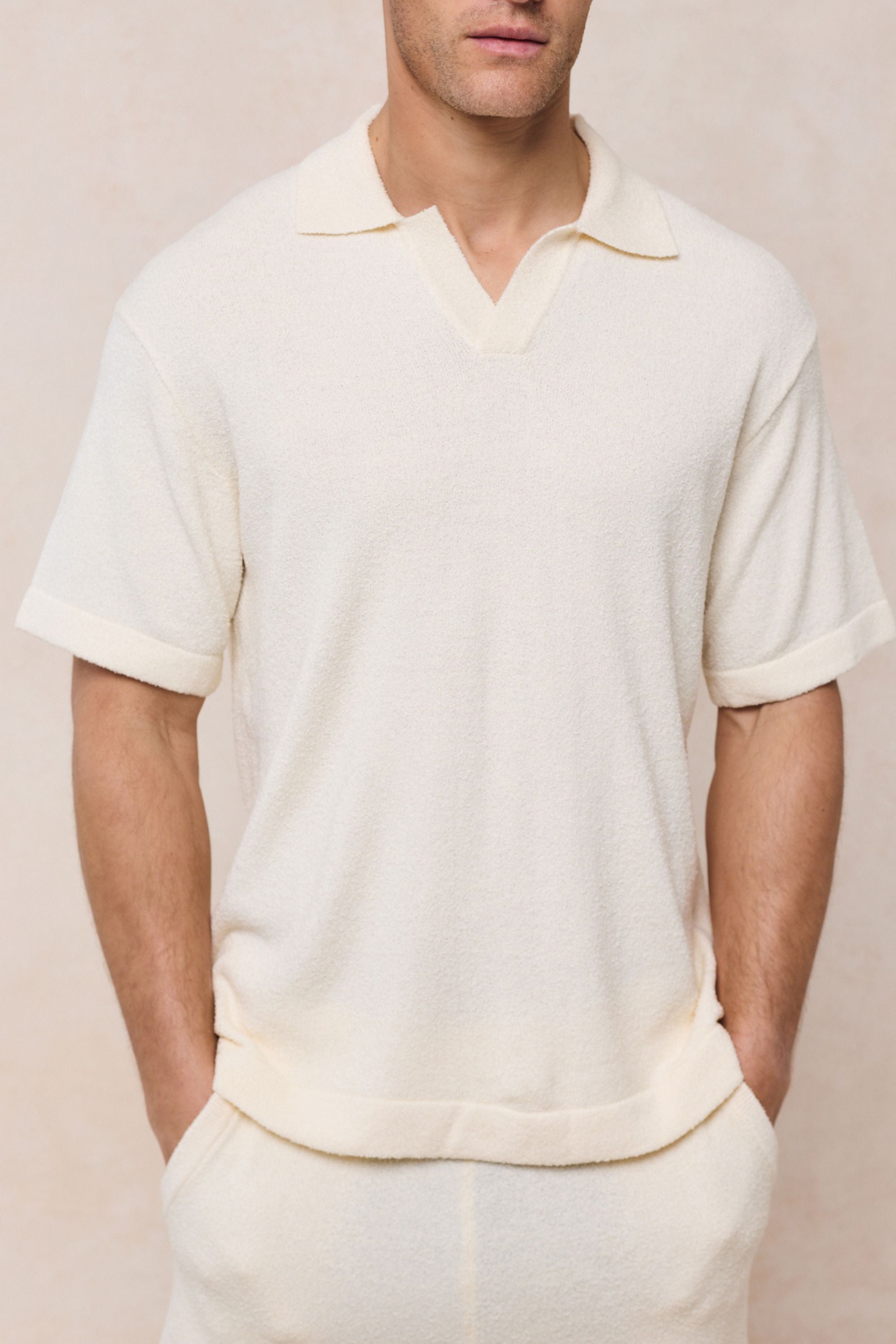 Miguel Boucle Polo Shirt - Ecru