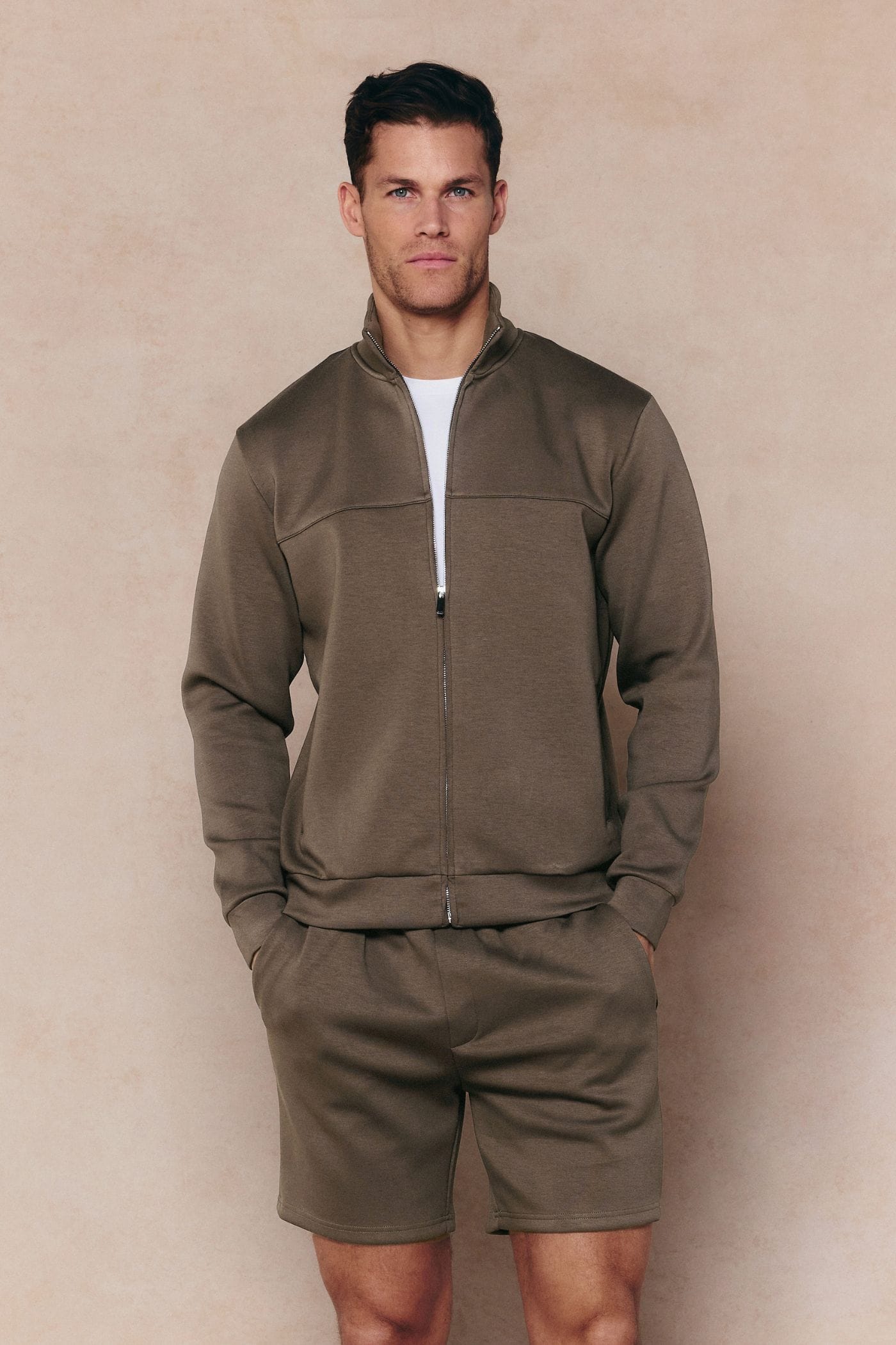 Luxe Zip Through Jacket - Burnt Olive