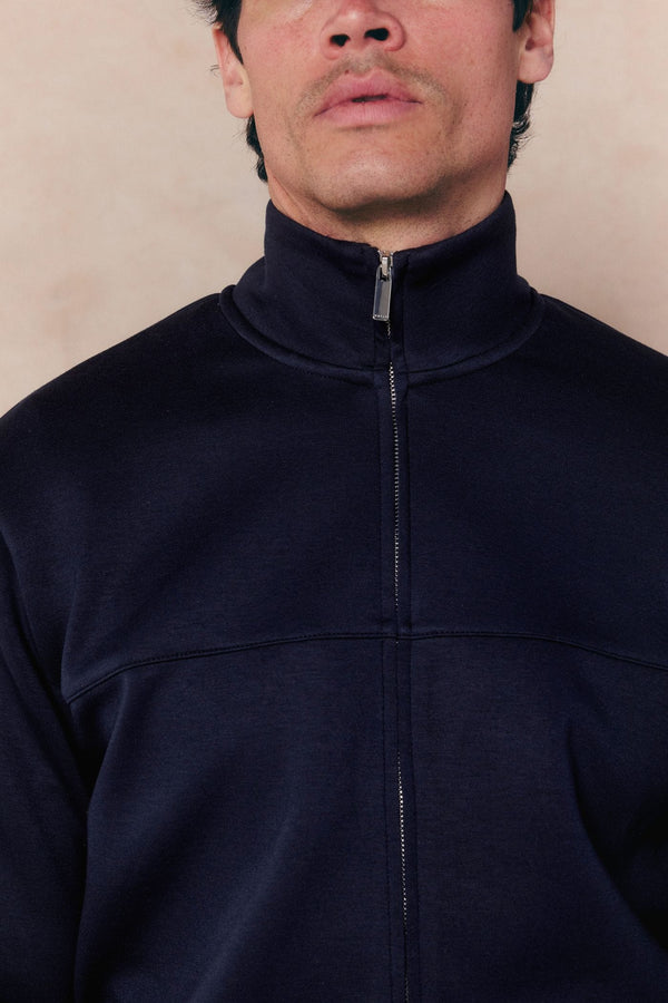 Luxe Zip Through Jacket - Navy