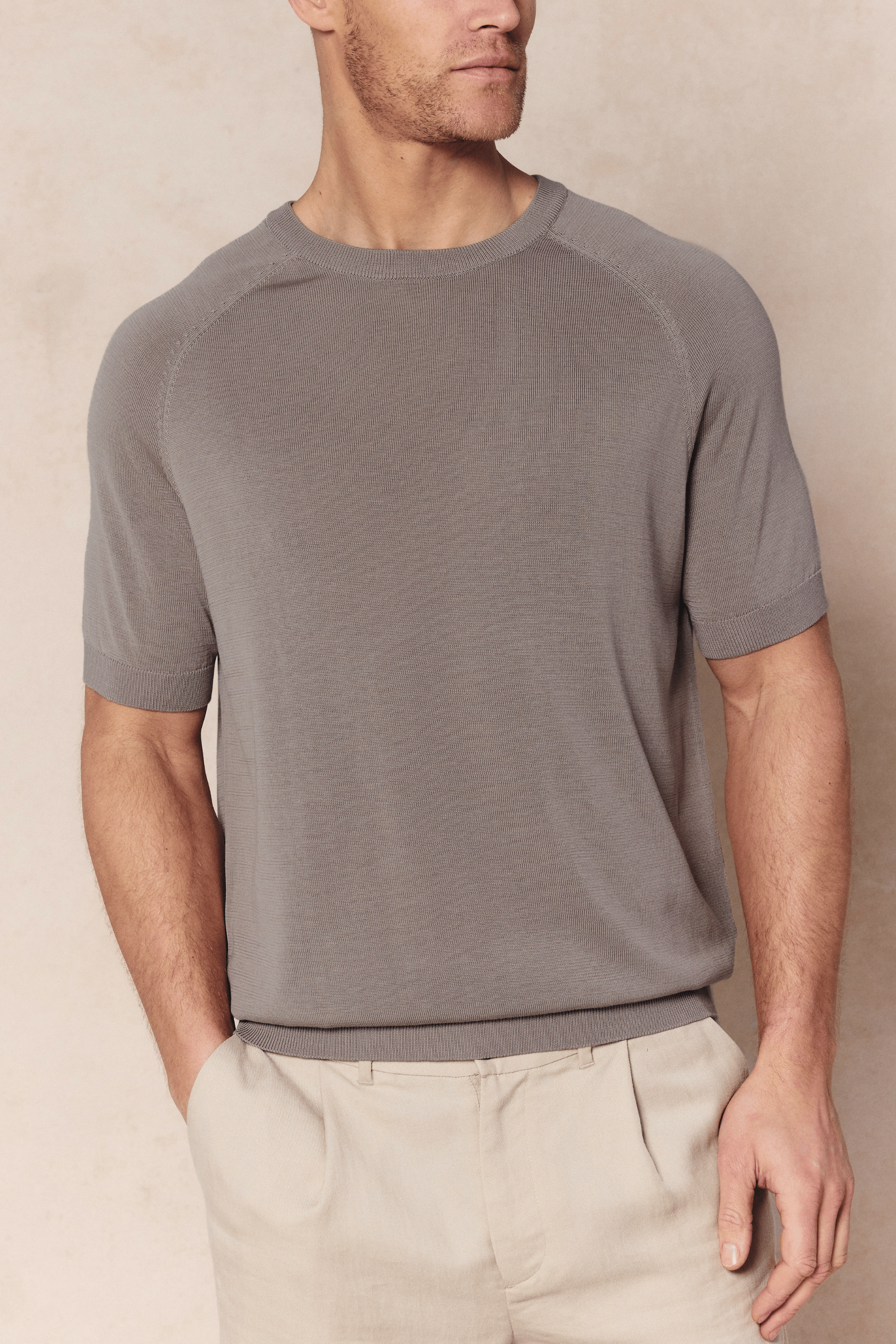 Riera Knit Crew Neck T-Shirt - Sand