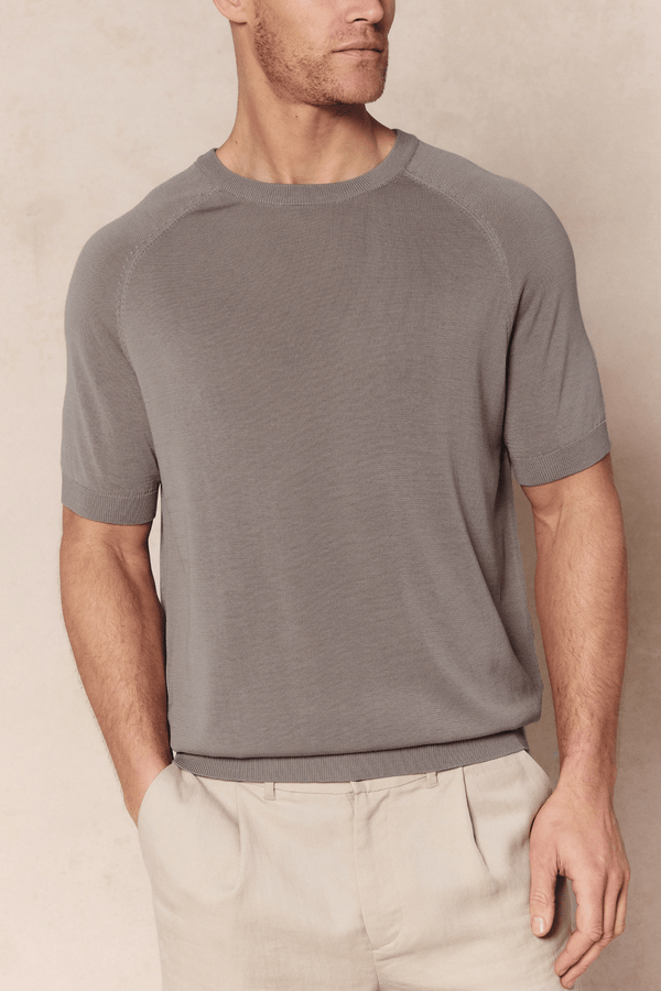 Riera Knit Crew Neck T-Shirt - Sand