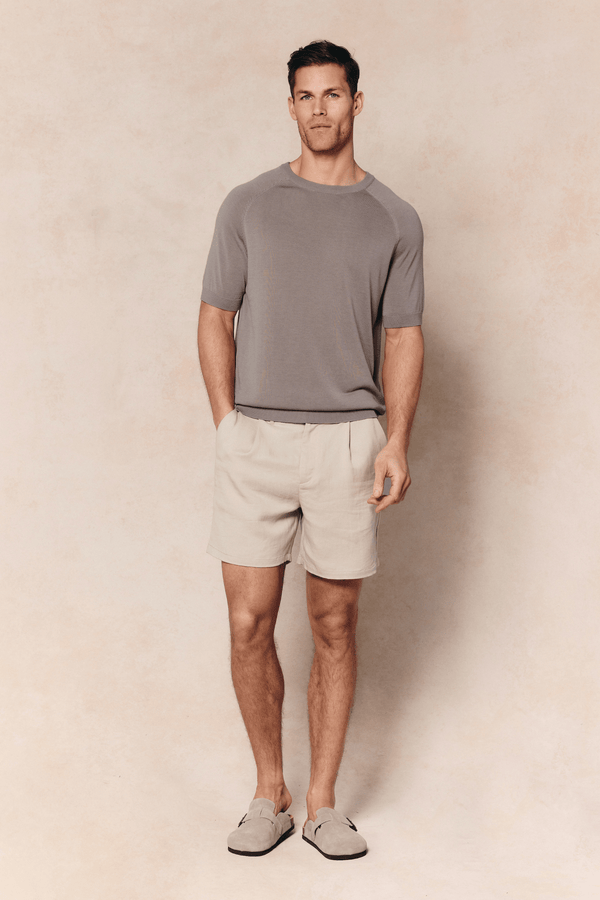 Riera Knit Crew Neck T-Shirt - Sand