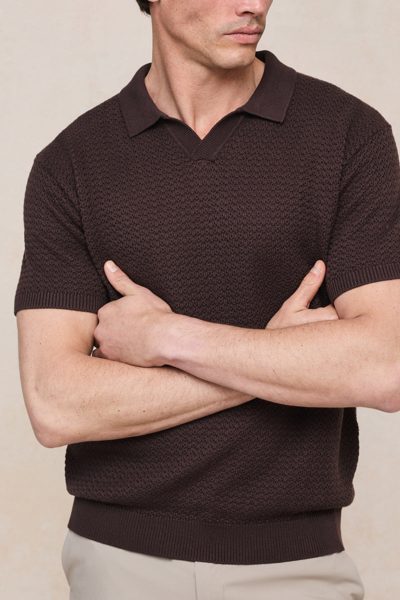 Rapha Cotton Knit Polo - Brown