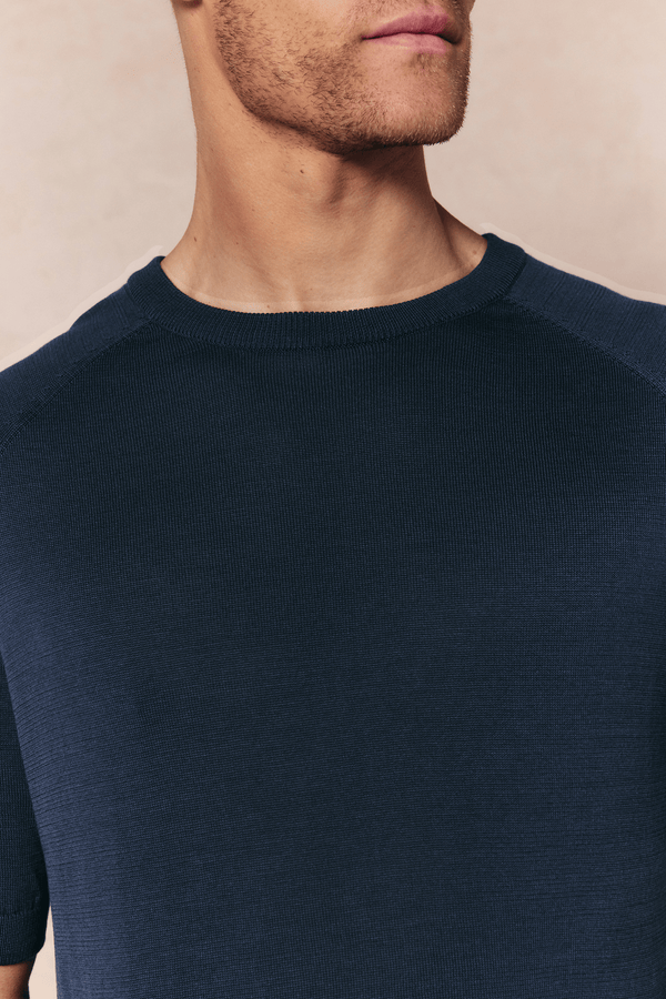 Riera Knit Crew Neck T-Shirt - Midnight Blue