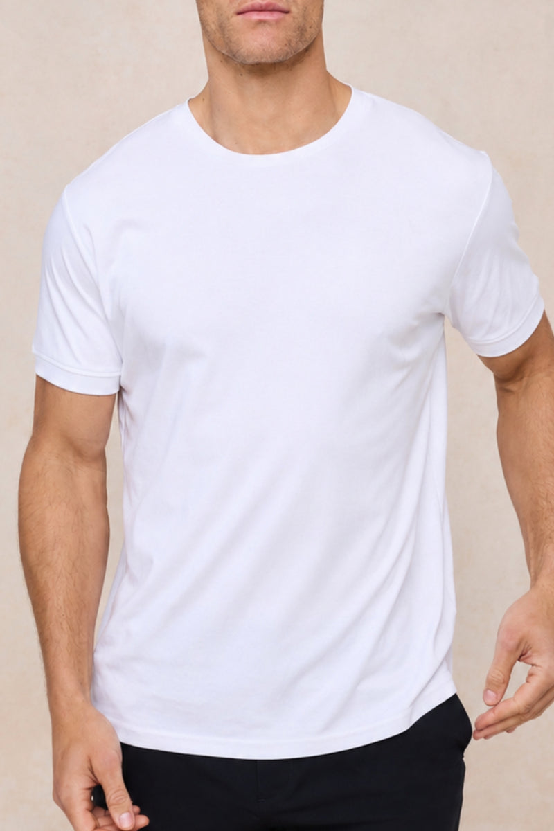 Luxuriöses, merzerisiertes T-Shirt - Weiß