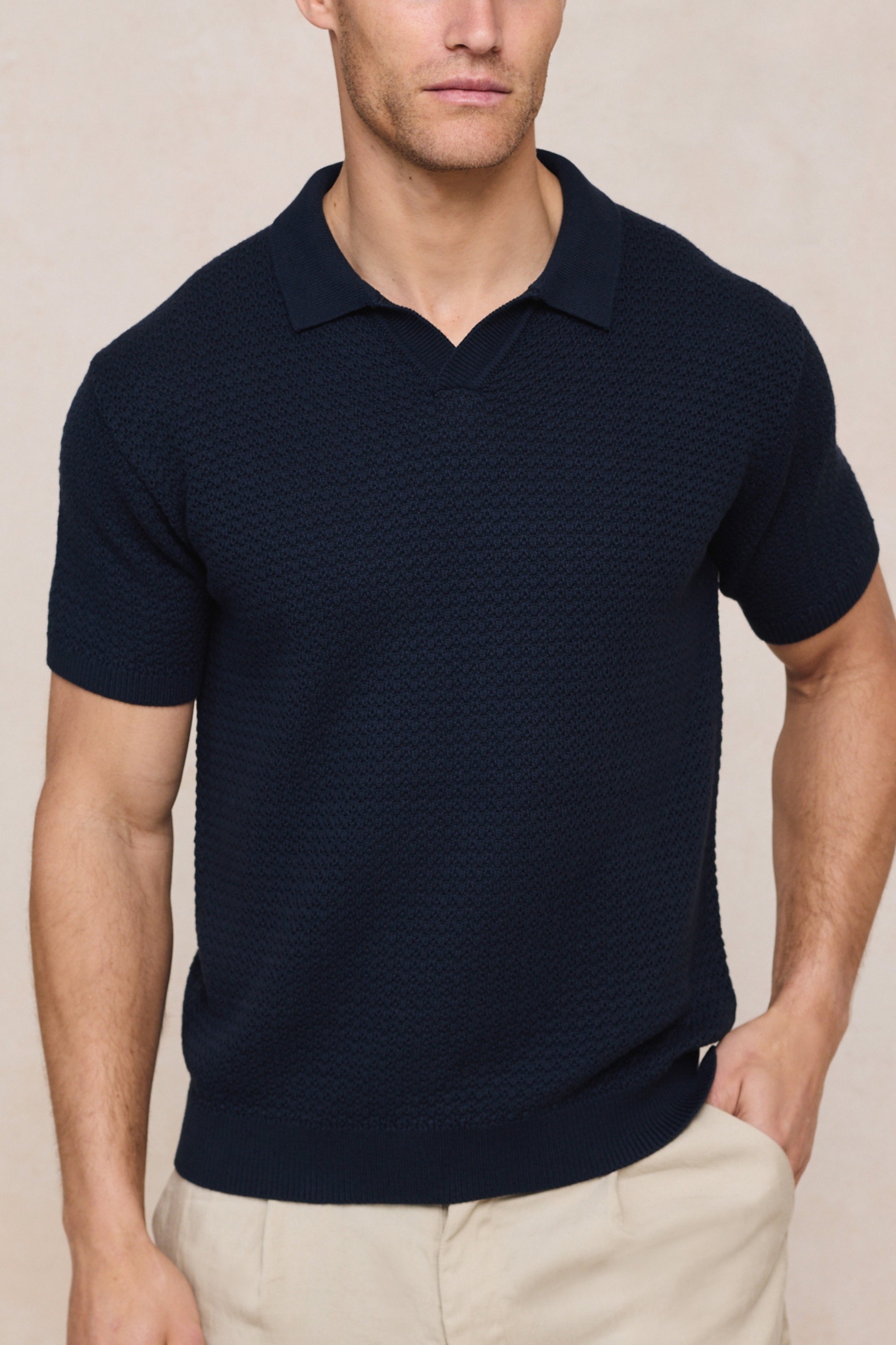 Rapha Cotton Knit Polo - Navy