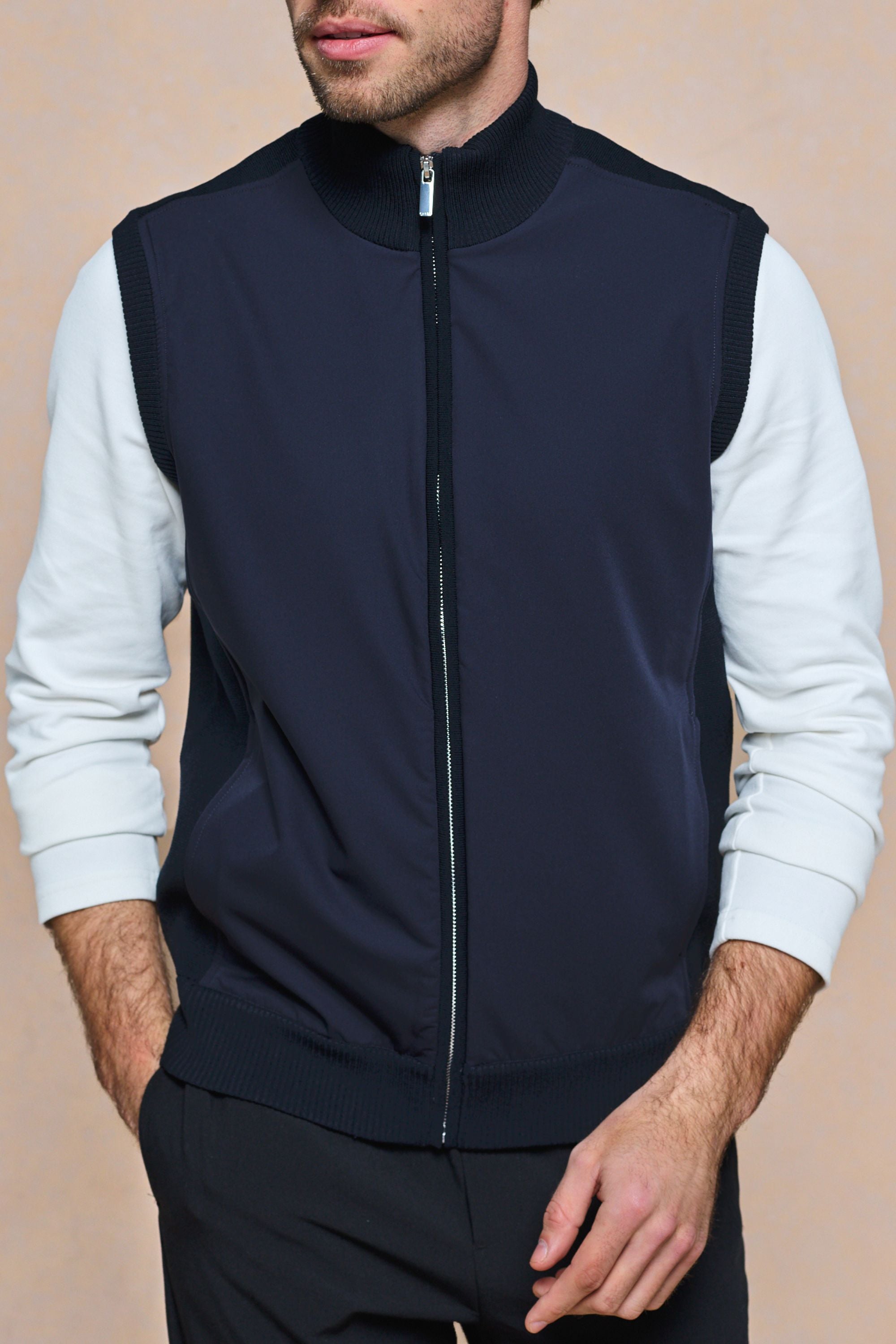 Davi Hybrid Knitted Gilet - Midnight Navy